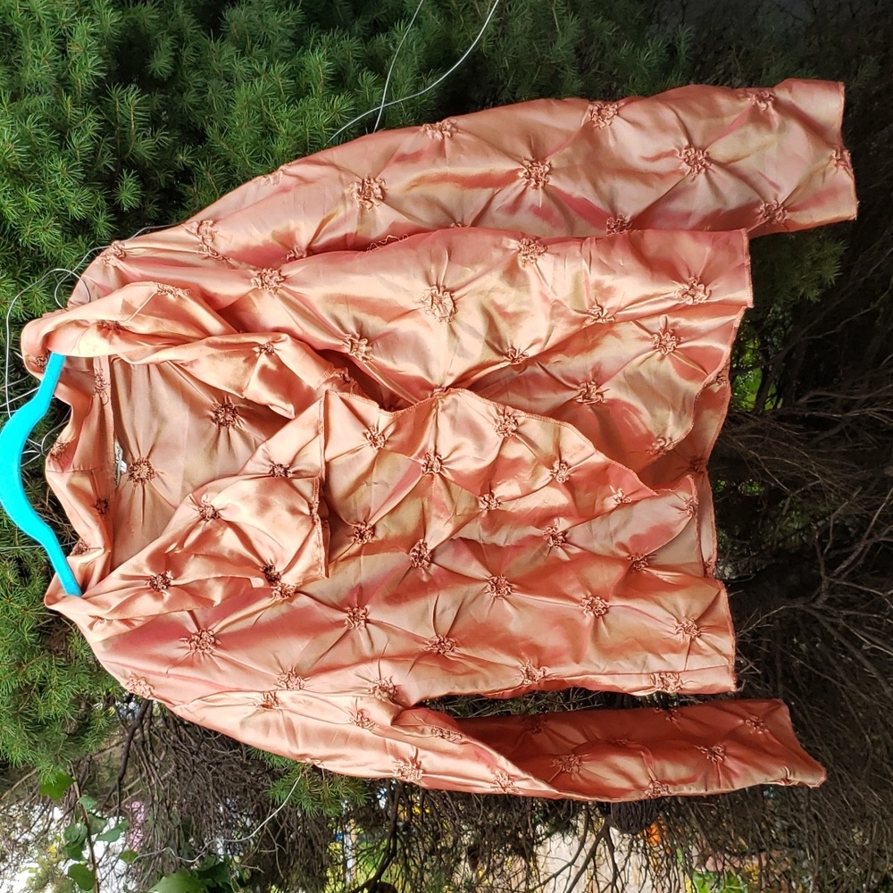 REDWOOD COURT Silk Blend Drapey Collar Quilted Shimmery Apricot  Jacket L